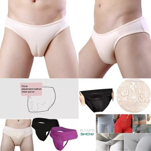 Sexy Men Hiding Gaff Underwear Fake Vaginal Pad for Crossdressing Transgender Gay Panties Lace Breathable Underwear Plus Size