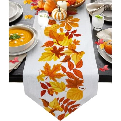 Autumn Thanksgiving Maple Leaf Table Runners Home Dining Coffee Table Decor Table Cloth Wedding Decoration Table Cover