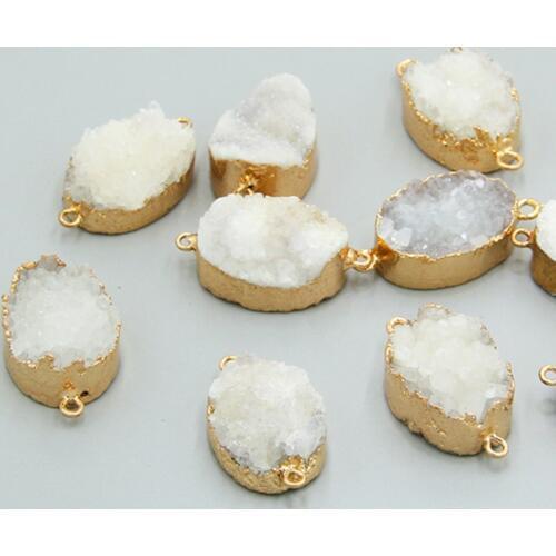 Alloy agates Druzy Quartz white Stone Necklace connect Pendant Jewelry Gold Teardrop Pendant connect Women Gift Jewelry druzy