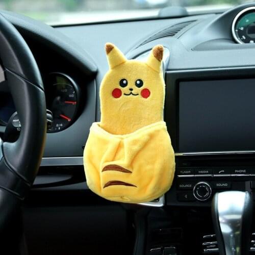 Pokemon Pikachu Cartoon Car Air Outlet Storage Bag Creative Car Storage Box Cute Car Mobile Phone Bag Storage Bag Sundries Bag