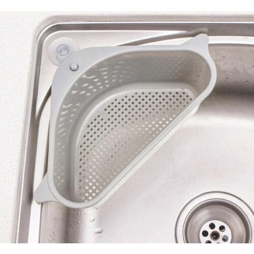 Triangular Sink Strainer Drain Fruit Vegetable Drainer Basket Suction Cup Sponge Rack Storage Kitchen Tools Sink Filter Shelf