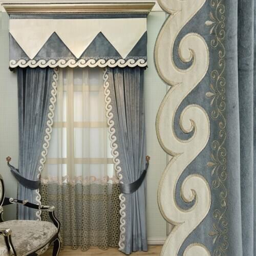 Fresh European curtain finished product living room bay window Italian flannel shade curtain bedroom balcony shade small curtain