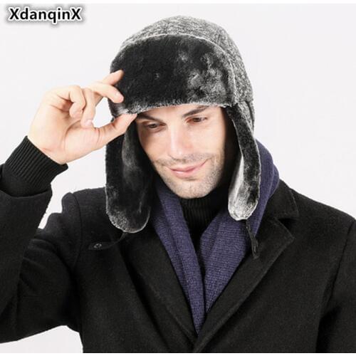 XdanqinX Earmuffs Hats Velvet Warm Winter Mens Warm Bomber Hats Womens Thick Warm Windproof Cold-resistant Ski Cap Couple Hats