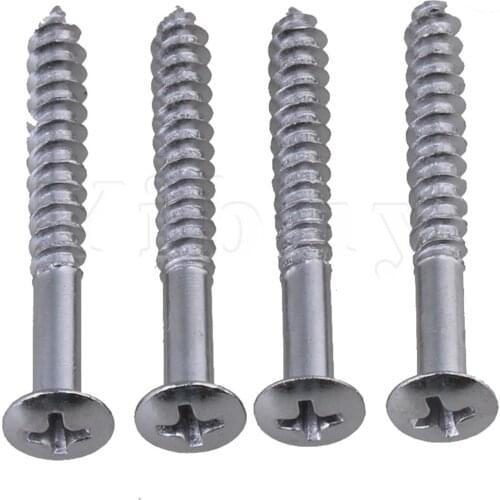 Yibuy 4PCS Chrome Color Neck Plate Screw for Guitar Parts