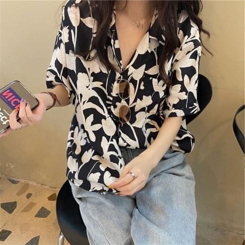 Retro platycodon print shirt female summer gentle design half sleeve women shirt 01-ST-wrsjys