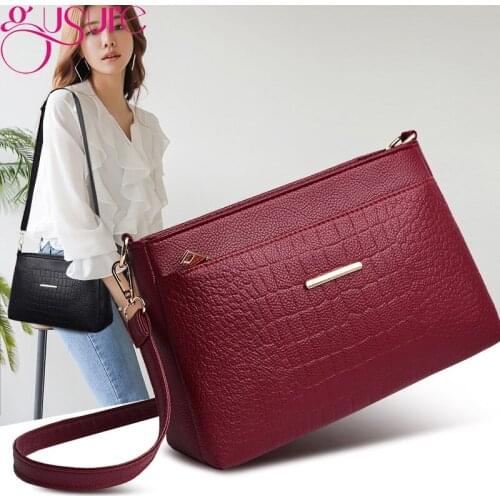 Gusure High Quality PU Leather Shoulder Bag for Women Small Simple Cossbody Bags Luxury Handbags Ladies Designer Travel Bags