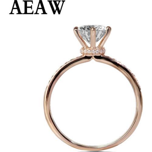 Real 18K 750 Rose White Gold DF VVS1 Round Cut 1ct 3ct Moissanite Engagement Ring Lab Grown Diamond Ring Fine Jewelry For Women