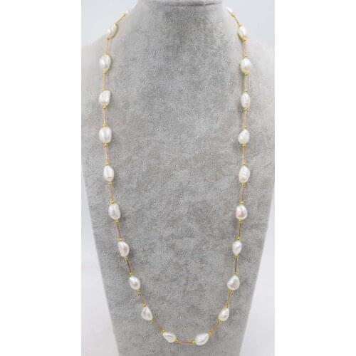 Natural irregular freshwater pearl white baroque 10-12mm necklace 30inch wholesale beads nature