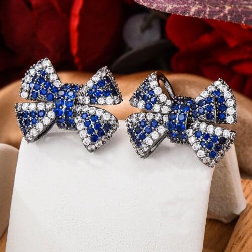 GODKI 22mm Luxury Hot Pink bowknots Fashion Cubic Zirconia Women Dress Engagement Party Wedding Bridal Earring Summer Party