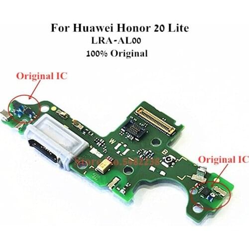 100% Original USB Charging Dock Port Flex cable For Huawei Honor 20 Lite LRA-AL00 Charger Plug Board with Microphone Connector