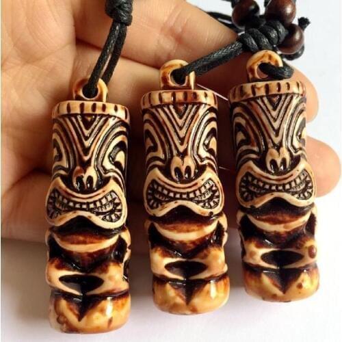 FREE SHIPPING 12 Necklace Imitation Carved Tiki Fashion Necklace Amulet Biker Cool Gift