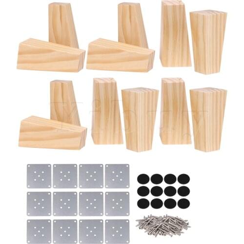 12 x Pine Wood Trapezoidal Furniture Sofa Feet 6x6x12cm for Table Riser