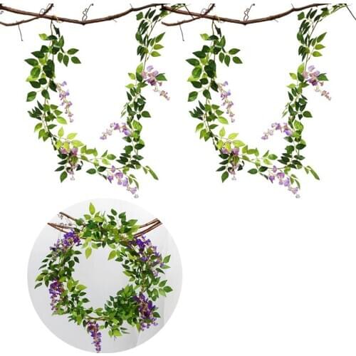 2Pcs Lifelike Artificial Flower Garland Accessories Realistic Fake Garland Hanging Vine For Wedding Photography Props Home Decor