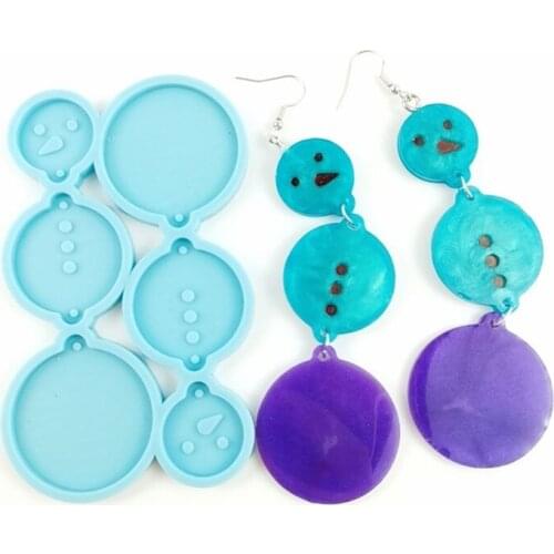 2PCS Handmade Snowman Drop Earrings Pendant Epoxy Resin Mold Cartoon Snowman Resin Casting Mold Jewelry Making Tools
