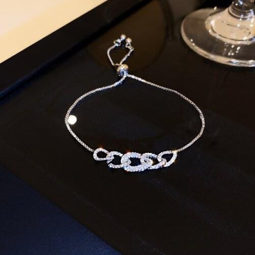 2021 Korean New Design Fashion Jewelry High-end Luxury Cubic Zirconia Adjustable Female Prom Party Bracelet