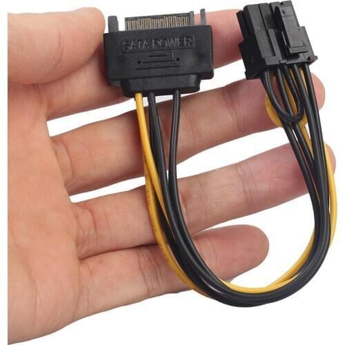 High Quality 15Pin SATA Male To 8pin(6+2) PCI-E Male Video Card Power Supply Adapter Power Cable Computer Accessories Wholesale