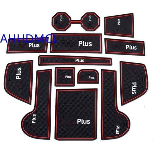 Car Anti-Dirty Pad Door Groove Gate Slot Cup Armrest Storage Pad Anti-Slip Mat For Polo Plus 2019