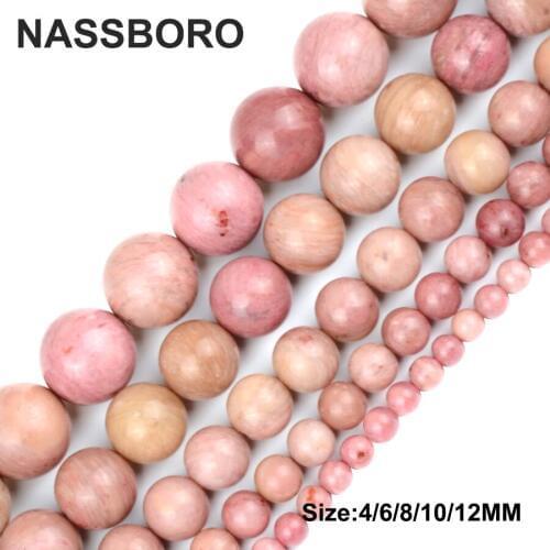 Rhodonite Natural Stone Beads Beads For Jewelry Making Charm Round Loose Bead For DIY Jewelry Bracelet 4/6/8/10/12MM NASSBORO