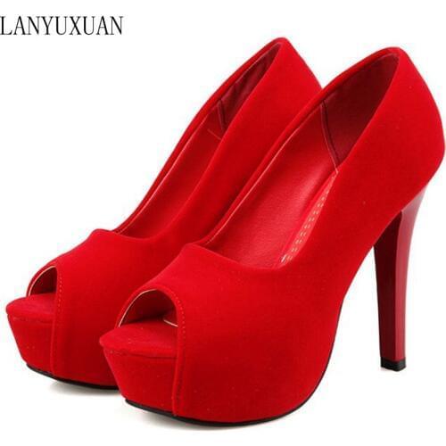 Plus Big Size 34-45 New 2018 Women Pumps Sexy High Heels Shoes Woman Party Designer Wedding Shoes Peep Toe Sandals T8745