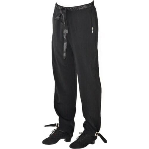 Cheap Latin Dance Pant for Male Black Elastic Fringe Pant Original Men Ballroom Professional Gentlemen Chacha Trousers N3008