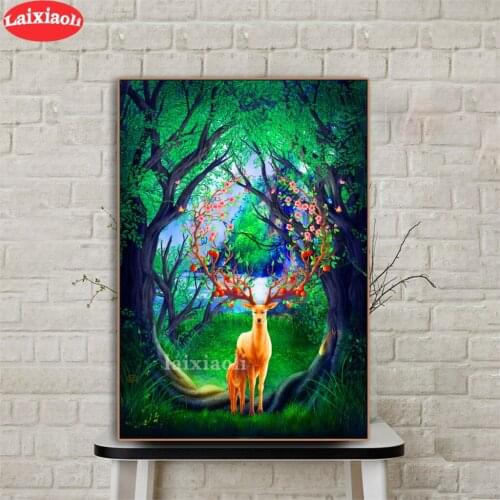 DIY Diamond Painting Forest elk New Square Diamond animal 5D Embroidery Sale animal Diamond Mosaic Full Display Home Decor