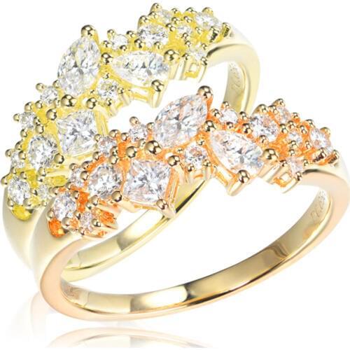 EDI Individuality Shaped Drill Ring 14k Yellow Gold Rose Gold 0.65cttw G/SI Real Natural Diamond Wedding Ring Band For Women