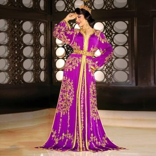 Purple Moroccan Caftan Evening Dress Special Occasion Dubai Muslim Formal Prom Dress With Applique Summer Dress Plus Size