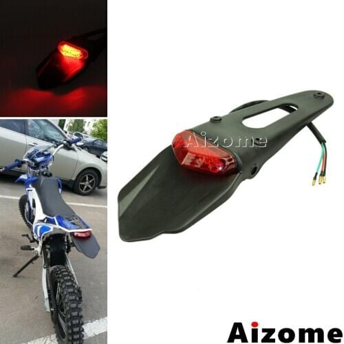 Dirt Bike Motocross Custom Rear Fender LED Tail Light Mudguard w/ License Plate Holder For Honda Yamaha Suzuki CR XR CRF WRF KX