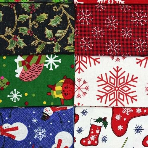10pcs Christmas Theme Cotton Fabric Snowflake Santa Claus Print Party New Year Home Desktop Decoration DIY Dress Sewing Material