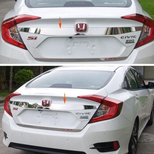 Chromed ABS Plastic Rear Trunk Lid Cover Trim For Honda Civic 10th Gen 4DR 2016 17