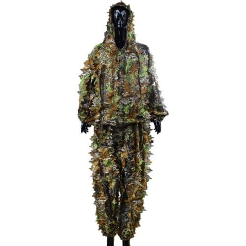 Leaf Ghillie Suit Woodland Camo Camouflage Clothing 3D Jungle Hunting Free Size Tactical Vest