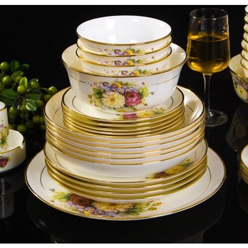 Jingdezhen ceramic bone china tableware dishes bowl plate soup spoon Western steak plate with DIY tableware