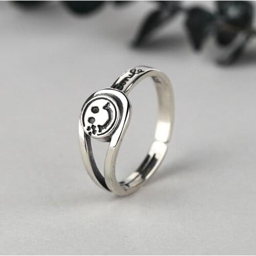 Hot sale happy smiley ring retro creative smile ring wild personality open emoticon package ladies jewelry ring кольцо женское