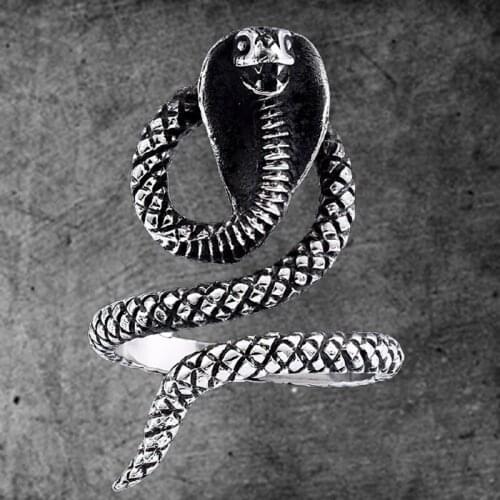 Stainless Steel Twisted Snake Ring Fashion Cobra Rings For Women Animal Jewelry Punk Gift Vintage Bijoux