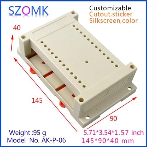 2 pieces, customizable electronics enclosure for pcb distribution box 145*90*40mm plastic din rail enclosure project box