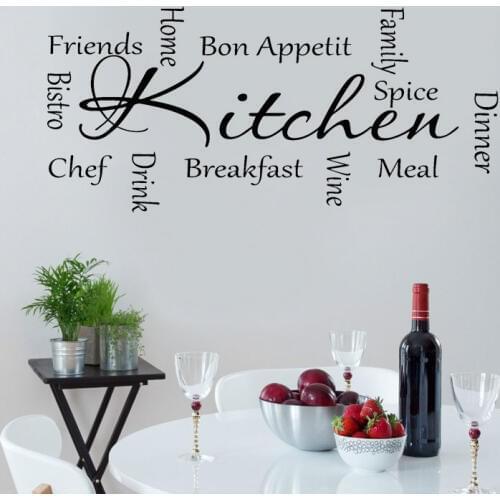 Kitchen Words Dinner Wine Bon Appetit Wall Sticker Quotes Wall Decals Vinyl Modern Art Home Decor Kichen Murals Removable 4003