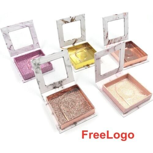 Square marble Lash Boxes Packaging fashion Wholesale New Empty Eyelash Packaging Box Lashes Case Eyelashes Package makeup