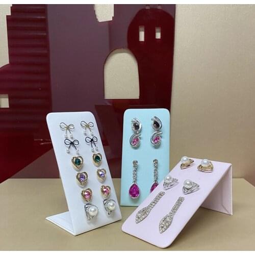 L-Shaped Metal Earring Display Stand Jewelry Earring Display Jewelry Stand 12 Hole Earring Storage Rack High Quality Pu Leather