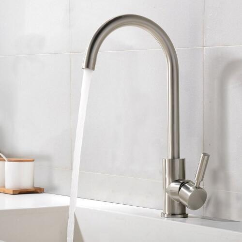 Best Commercial Brushed Nickel Stainless Steel Single Handle Kitchen Sink Faucet, Single Lever Kitchen Faucets