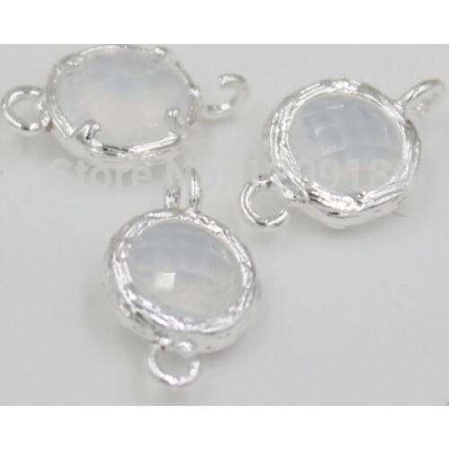 10pcs/lot Copper Connector Pendants with Imitation Zircon Stone Crystal for DIY Jewelry Making Bracelet Earring 7.5x10mm K03028