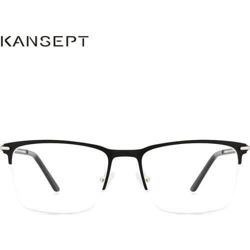 Metal Men Eyeglasses Frame Semi Rim Square Spectacle Frame New Arrival Goggle Business Men Optical Glasses Frames for Men# 1228