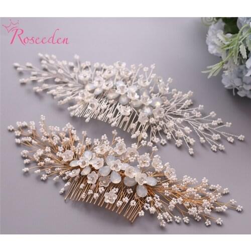 Trendy Opal Rhinestone Wedding Hair Comb Tiara Bridal Hair Accessories Handmade Women Wedding Hair Jewelry Headpiece RE3964