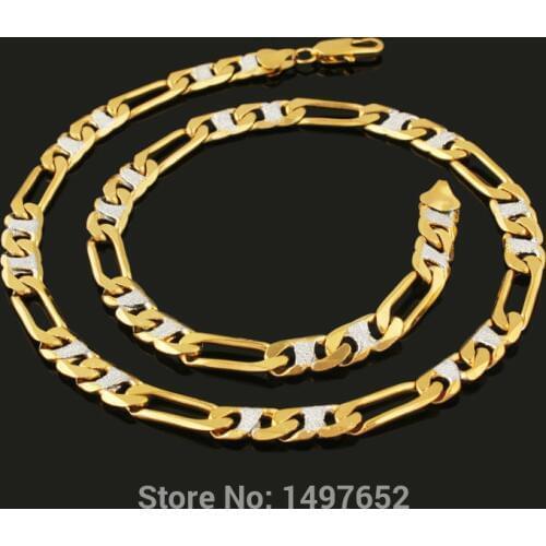 Adixyn 6mm Mens Chain Smooth Cut Figaro Chain Gold Filled Necklace Wholesale Jewelry