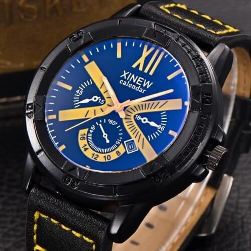 Mens Top Famous Brand Watches Men Leather Band Business Quartz Wristwatches Man Date Watch Erkek Saat Montres de Marque de Luxe