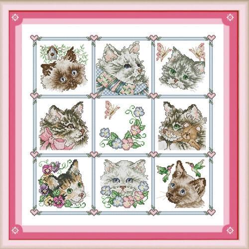 Cats cross stitch kit aida 14ct 11ct cloth set animal patterns count print canvas stitching embroidery DIY handmade needlework