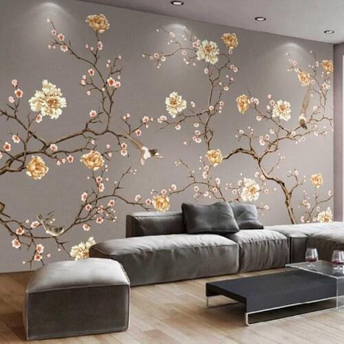 Milofi custom 3D wallpaper mural hand-painted flowers and birds art living room wall decoration wallpaper murals