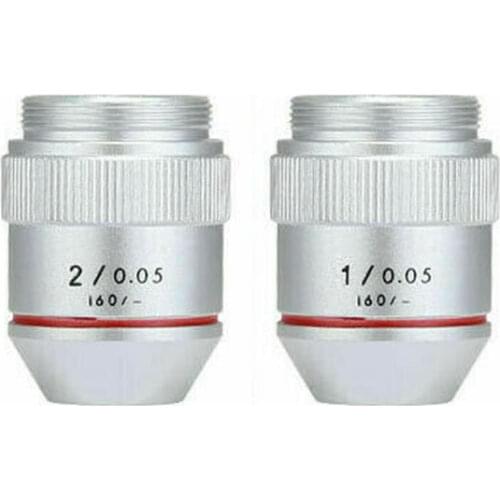 Microscope Objective Lens 1X 2X 195 Achromatic Low Power Objectives RMS Thread 20.2mm for Biological Microscope