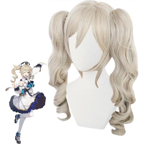 Genshin Impact Barbara Women Long Ponytails Wig Cosplay Costume Heat Resistant Synthetic Hair Carnival Party Wigs