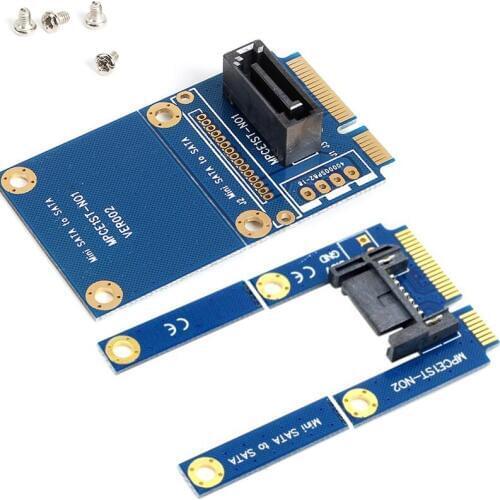 MSATA TO 7PIN SATA SSD Right angle 180 degree Horizontal connector adapter mini sata ssd card half-size to full-size bracket
