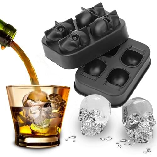 Silicone Ice Cube Maker 3D Skull Shape Ice Cream Mold for Whiskey Wine Cocktail Chocolate Mould DIY Tool
